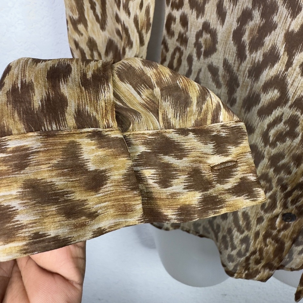 D&G Dolce Gabbana Leopard Silk Tie Blouse Womens IT38/XS Italy Luxury Maximalist - Picture 10 of 13
